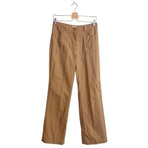 Linen Pants size 6 Trousers Brown Cargo Straight Leg Minimalist Corporate Work